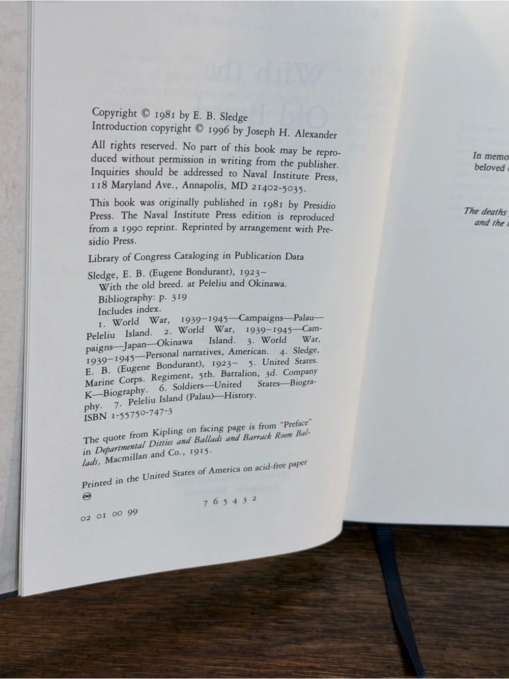 Vintage 1996 Classics of Naval Literature With The Old Breed Hardcover Book